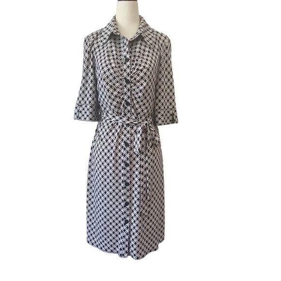 Laundry by Shelli Segal Button Front Midi Dress with Sash Belt and Collar - Picture 1 of 6